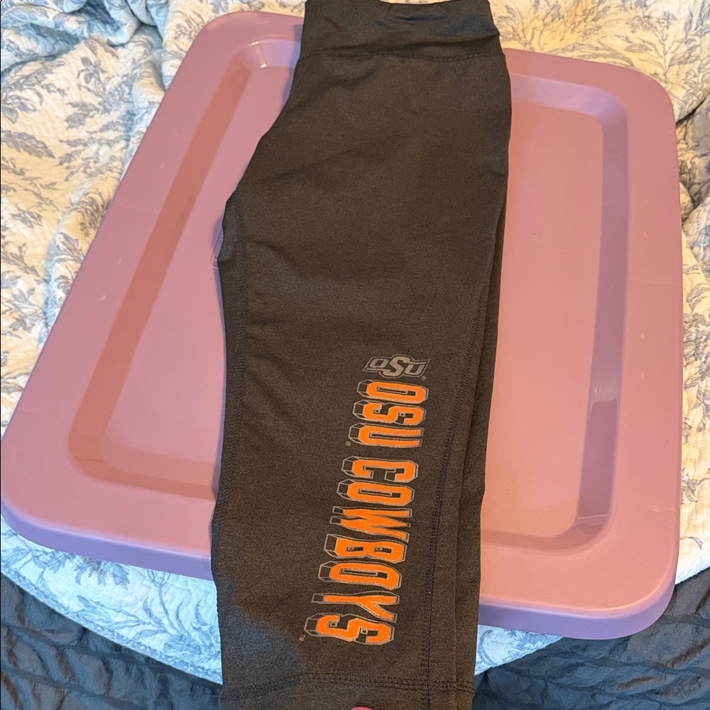 Knights Apparel Grey Capri Leggings with Orange Graphic